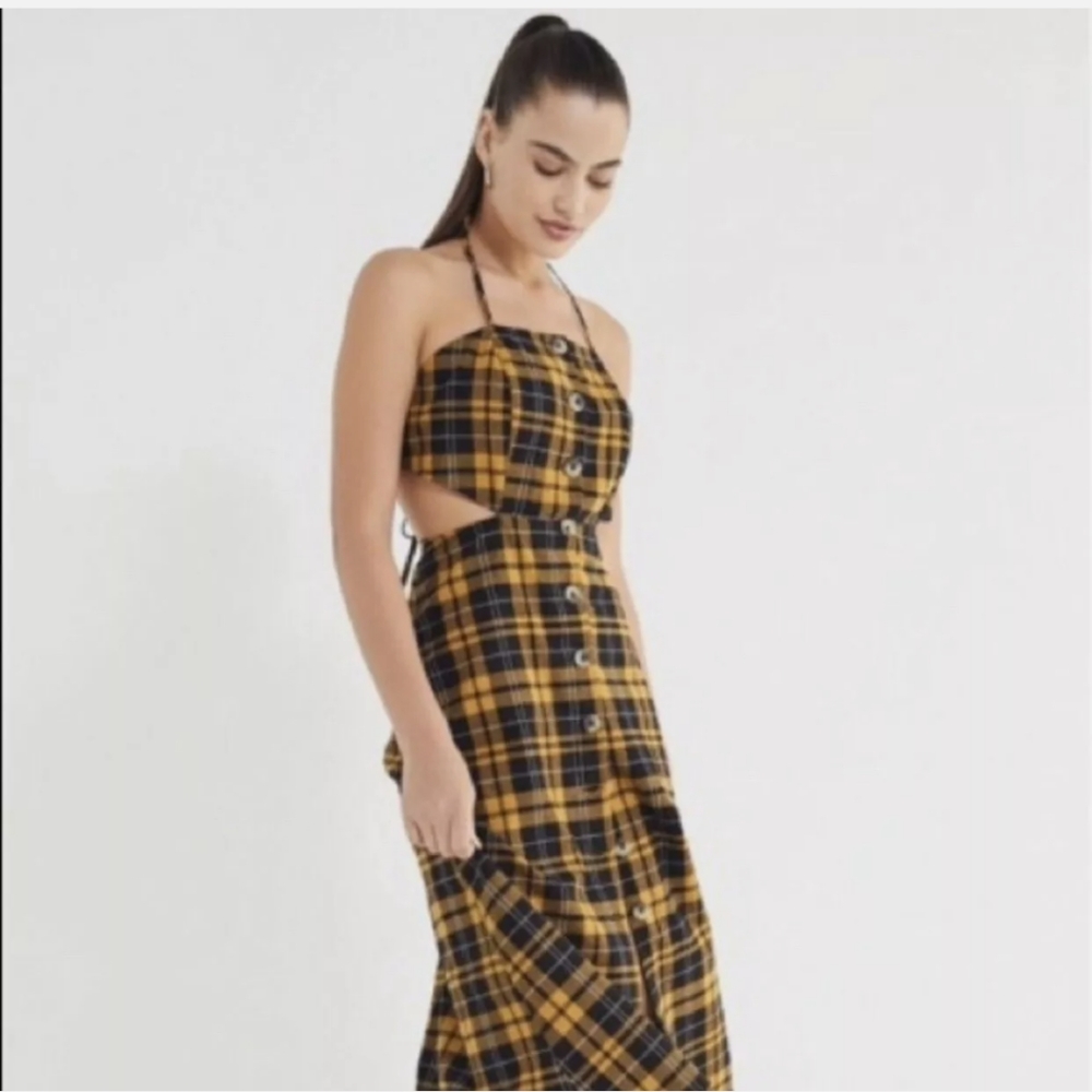 Urban Outfitters plaid checked midi dress